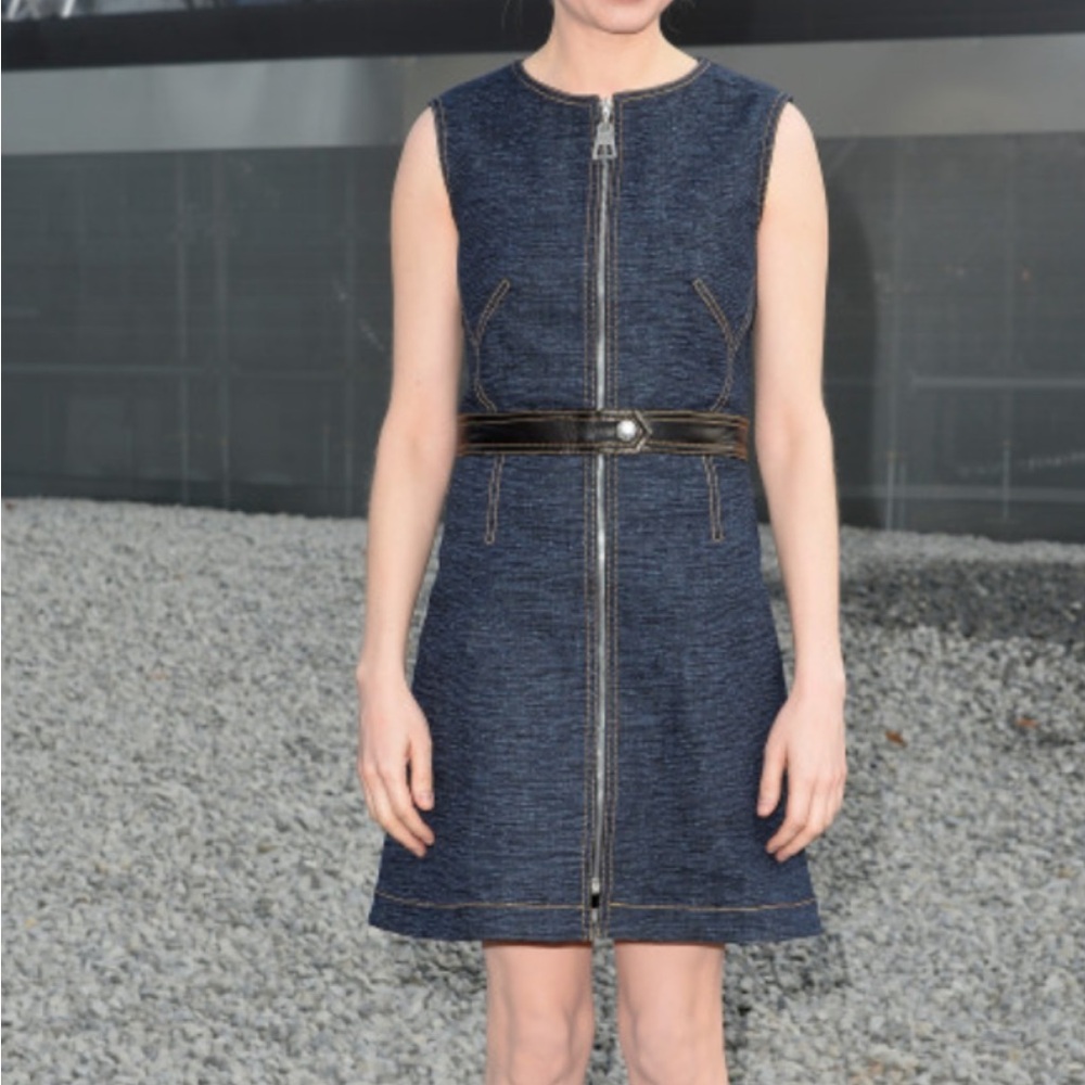 Louis Vuitton Denim Dress with leather detail NWT and LV monogram